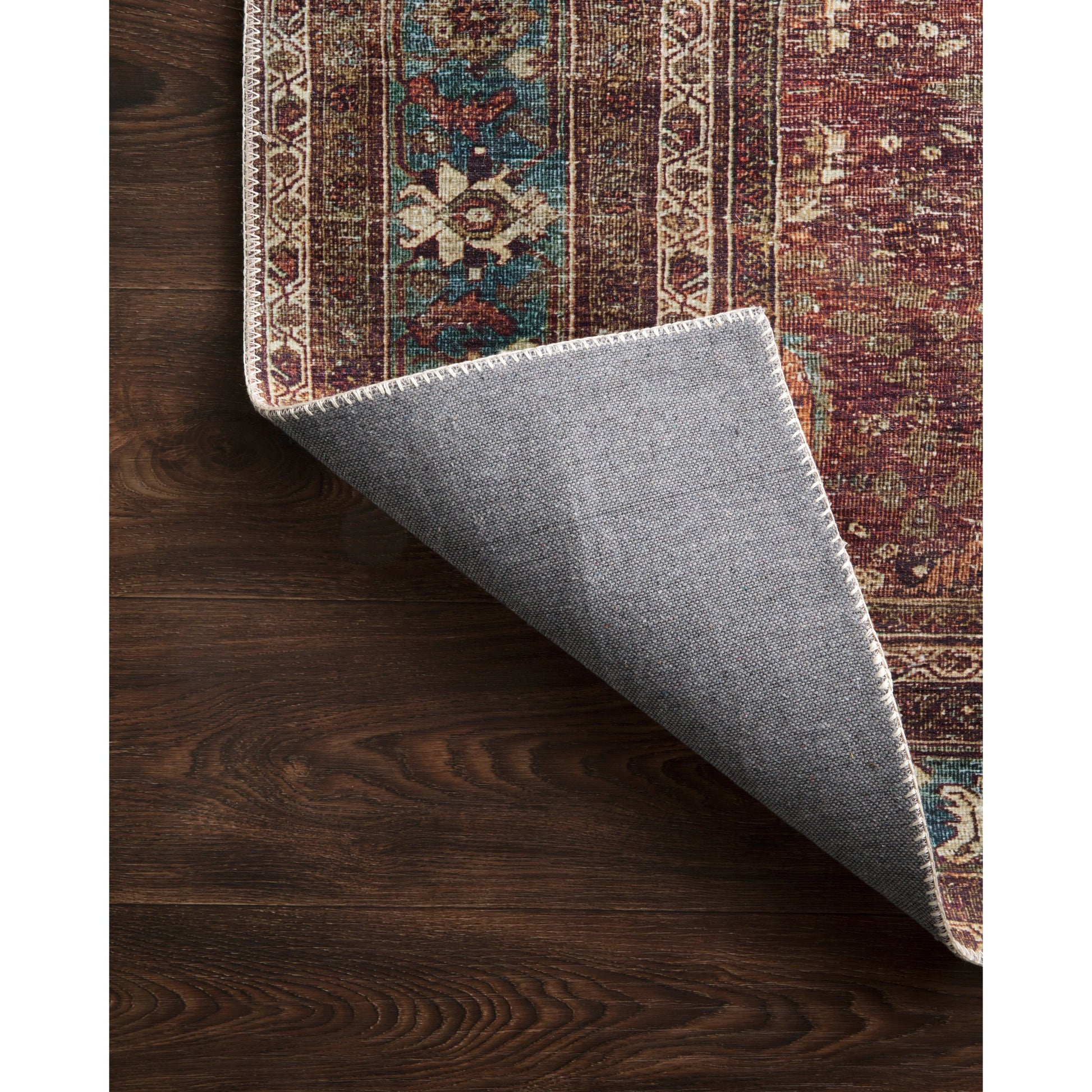 Layla LAY-01 Rug by Loloi in brick, blue. Made from 100% polyester in a traditional style.