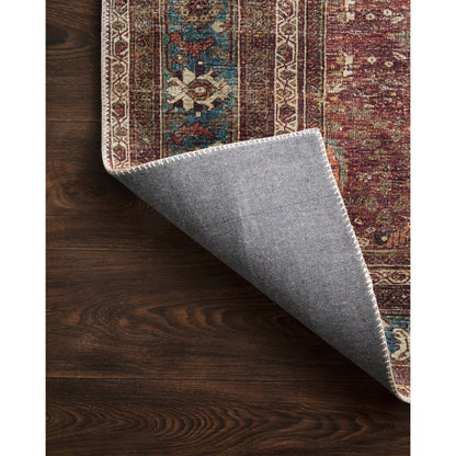 Layla LAY-01 Rug by Loloi in brick, blue. Made from 100% polyester in a traditional style.