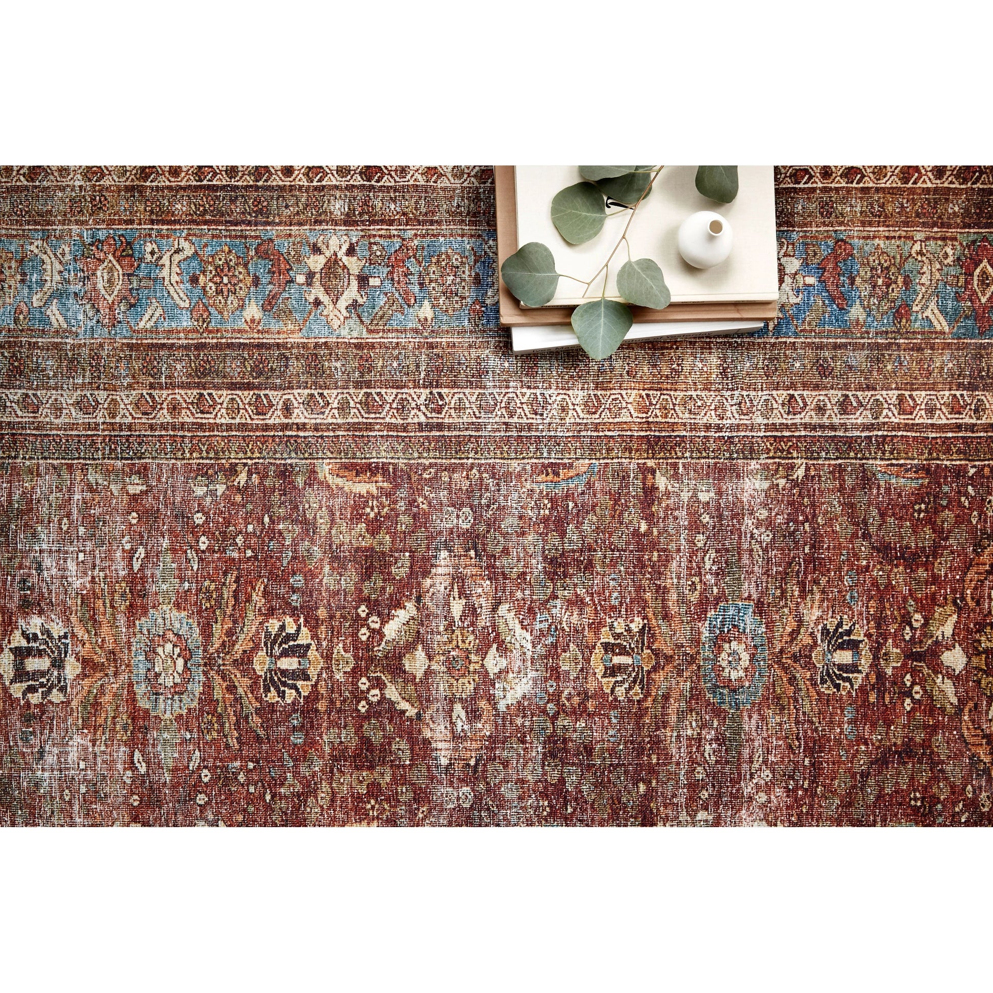 Layla LAY-01 Rug by Loloi in brick, blue. Made from 100% polyester in a traditional style.