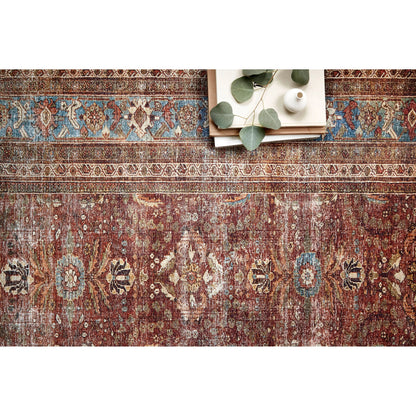 Layla LAY-01 Rug by Loloi in brick, blue. Made from 100% polyester in a traditional style.