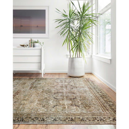 Layla LAY-03 Rug by Loloi in olive, charcoal. Made from 100% polyester, cotton canvas backing in a traditional style.