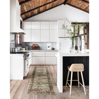 Layla LAY-03 Rug by Loloi in olive, charcoal. Made from 100% polyester, cotton canvas backing in a traditional style.