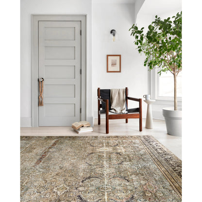 Layla LAY-03 Rug by Loloi in olive, charcoal. Made from 100% polyester, cotton canvas backing in a traditional style.