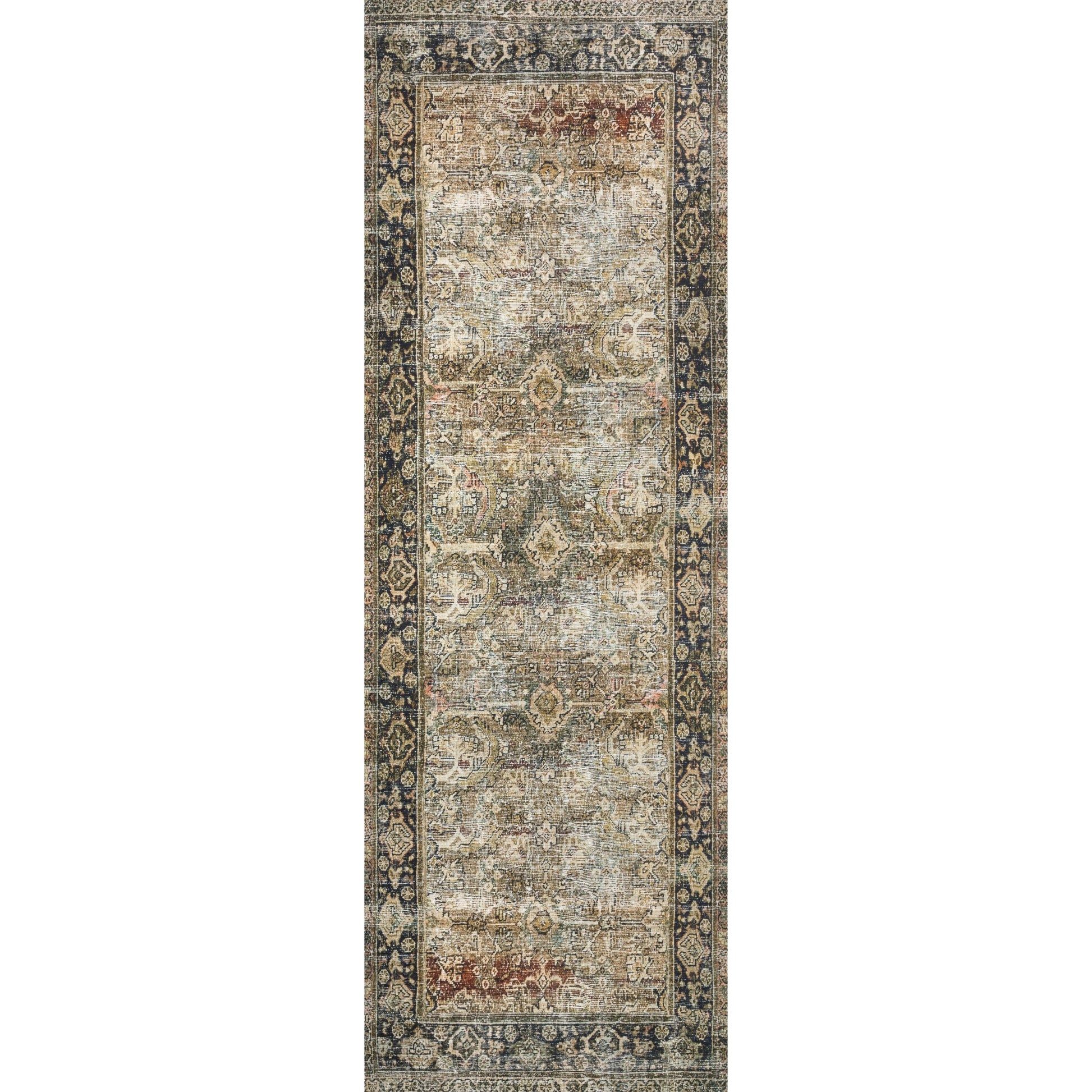 Layla LAY-03 Rug by Loloi in olive, charcoal. Made from 100% polyester, cotton canvas backing in a traditional style.