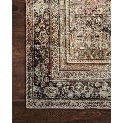 Layla LAY-03 Rug by Loloi in olive, charcoal. Made from 100% polyester, cotton canvas backing in a traditional style.
