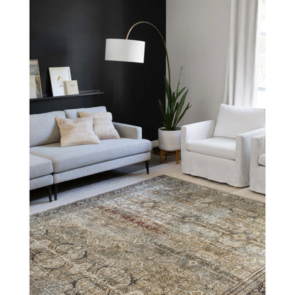 Layla LAY-03 Rug by Loloi in olive, charcoal. Made from 100% polyester, cotton canvas backing in a traditional style.