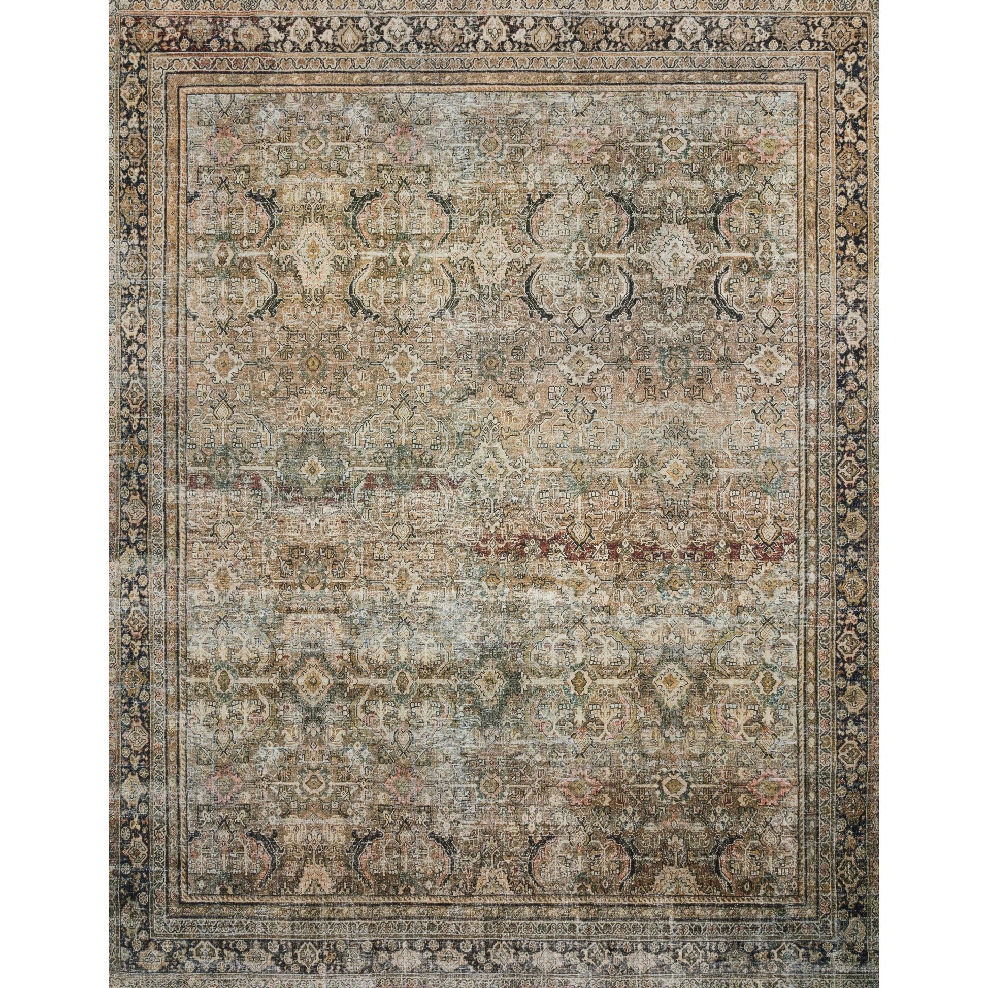 Layla LAY-03 Rug by Loloi in olive, charcoal. Made from 100% polyester, cotton canvas backing in a traditional style.