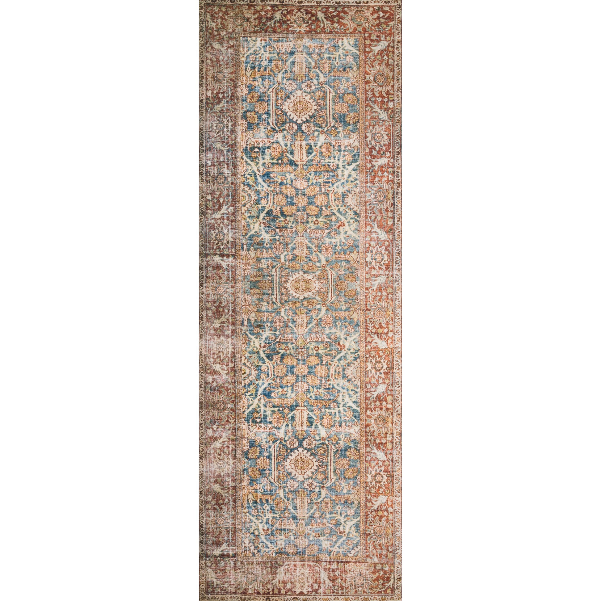 Layla LAY-04 Rug by Loloi in ocean, rust. Made from 100% polyester in a traditional style.