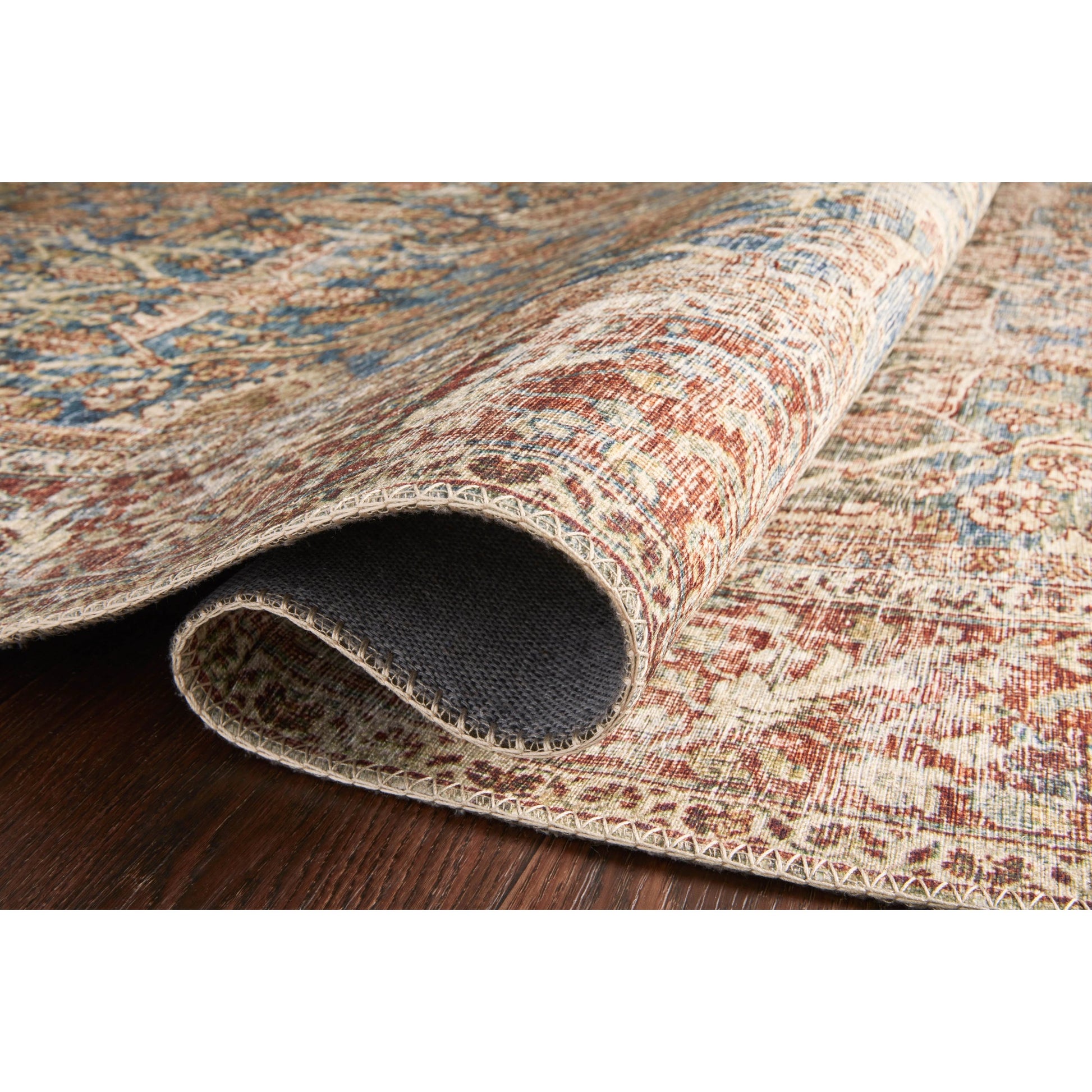 Layla LAY-04 Rug by Loloi in ocean, rust. Made from 100% polyester in a traditional style.
