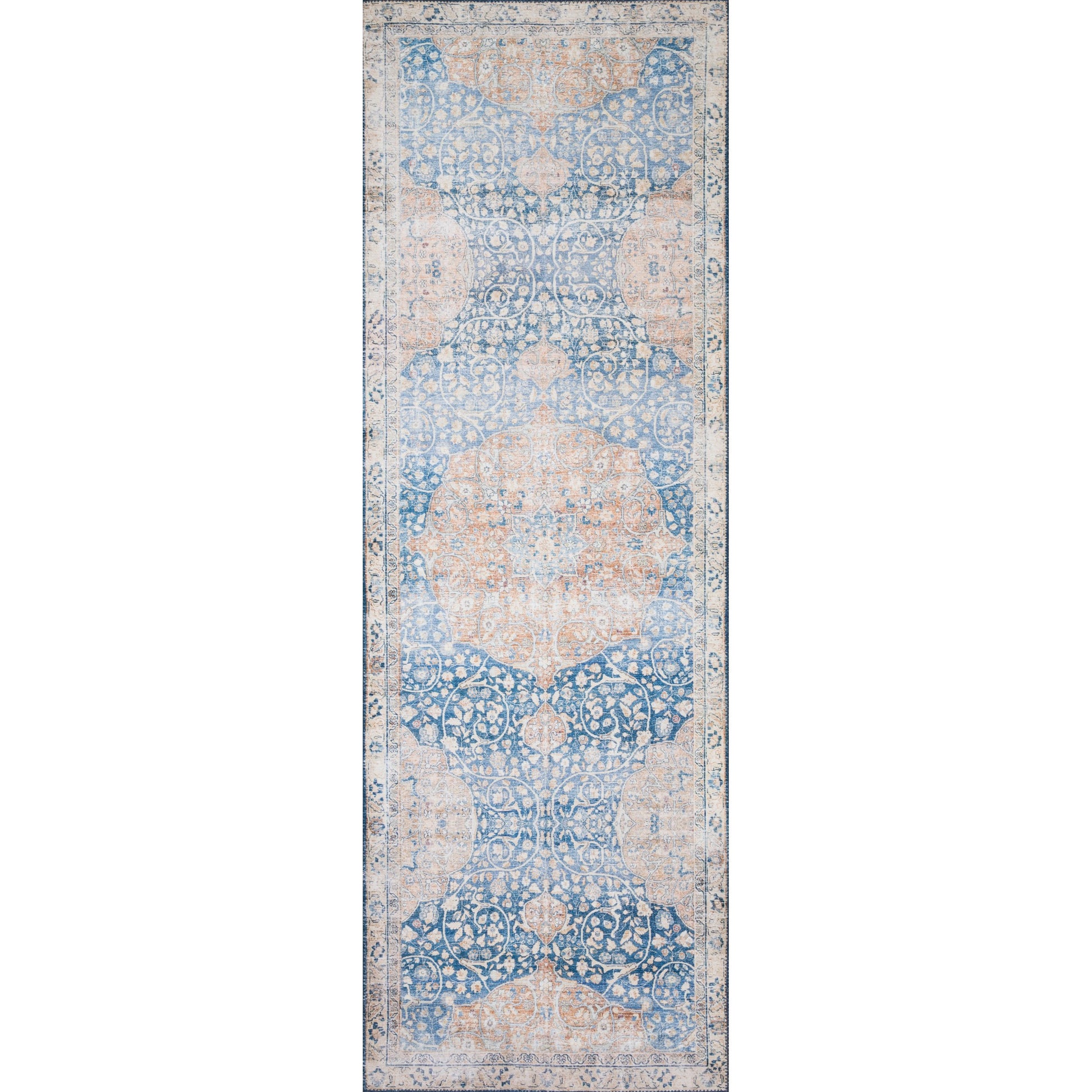 Layla LAY-07 Rug by Loloi in blue, tangerine. Made from 100% polyester in a cottage & farmhouse style.