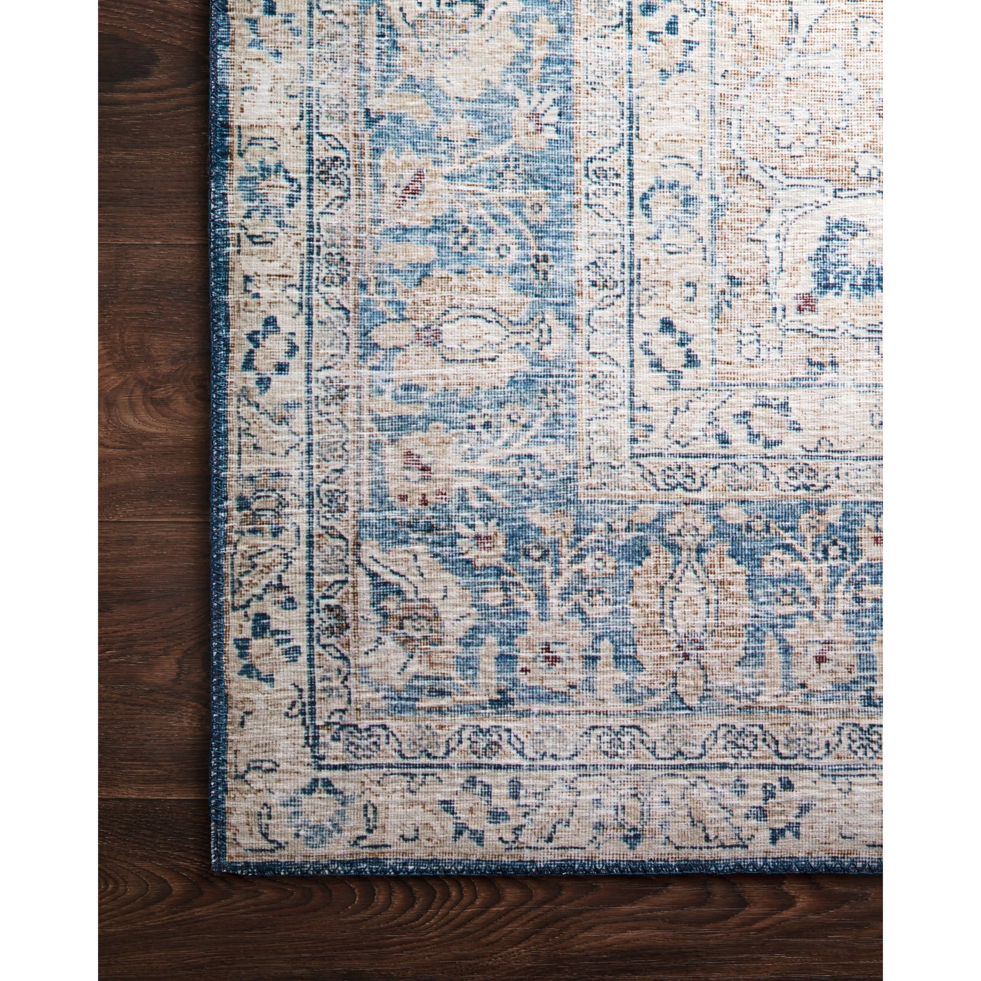 Layla LAY-07 Rug by Loloi in blue, tangerine. Made from 100% polyester in a cottage & farmhouse style.