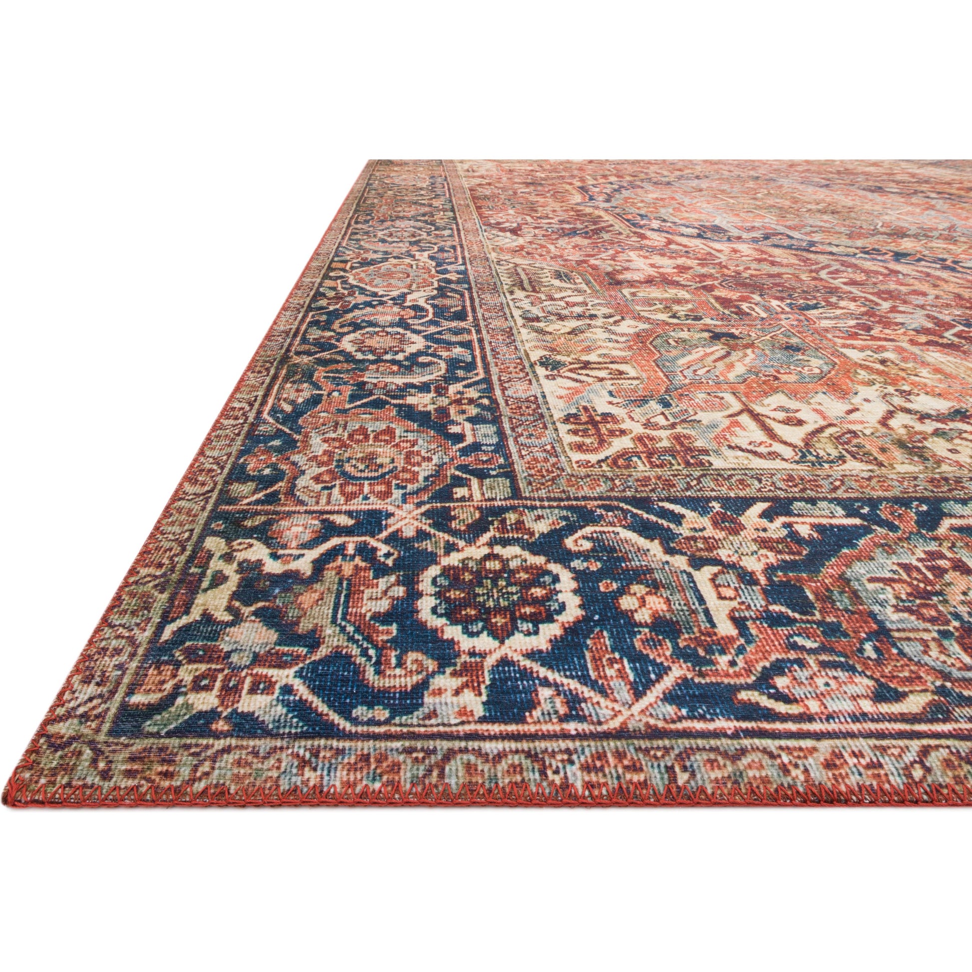 Layla LAY-08 Rug by Loloi in red, navy. Made from 100% polyester in a traditional style.