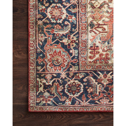 Layla LAY-08 Rug by Loloi in red, navy. Made from 100% polyester in a traditional style.