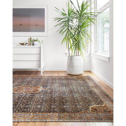 Layla LAY-09 Rug by Loloi in cobalt blue, spice. Made from 100% polyester in a traditional style.