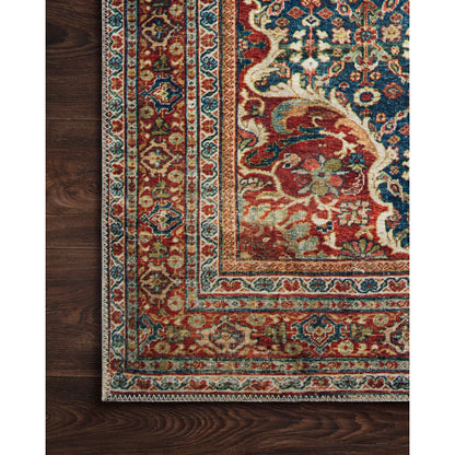 Layla LAY-09 Rug by Loloi in cobalt blue, spice. Made from 100% polyester in a traditional style.