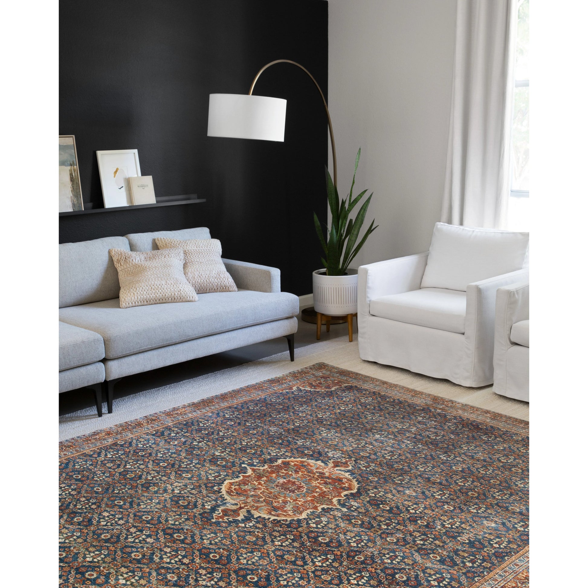 Layla LAY-09 Rug by Loloi in cobalt blue, spice. Made from 100% polyester in a traditional style.