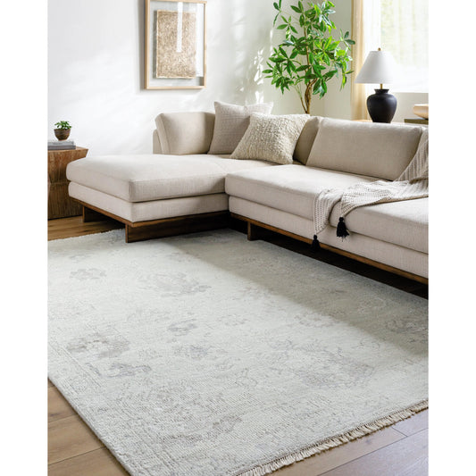 Le Blanc Rug - 496548 by Surya in light silver, slate. Made from face: 70% viscose, 30% wool, warp: 100% cotton in a unique style.