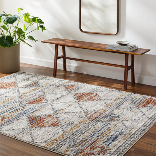 Liebe Rug - 489543 by Livabliss in light gray, white, gray, mustard, navy. Made from face: 70% polypropylene, 30% polyester, warp: 100% jute in a unique style.