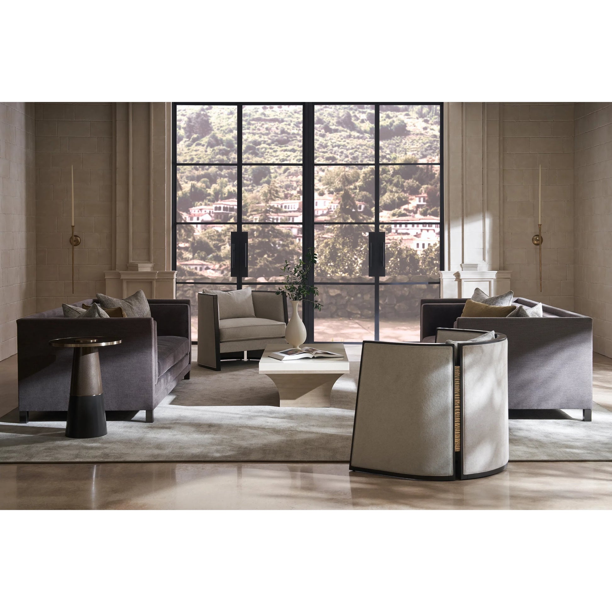 Tuxedo Sofa by Caracole in brushed deep bronze. Made from unique in a unique style.