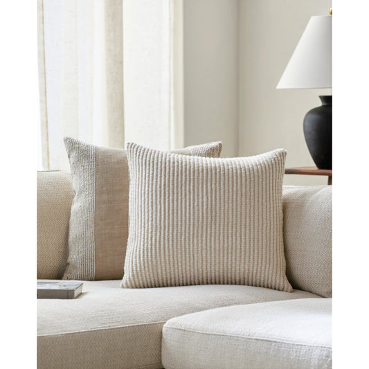 Lynchburg Pillow - 516708 by Surya in light silver, white, silver. Made from wool, cotton, linen in a modern style.