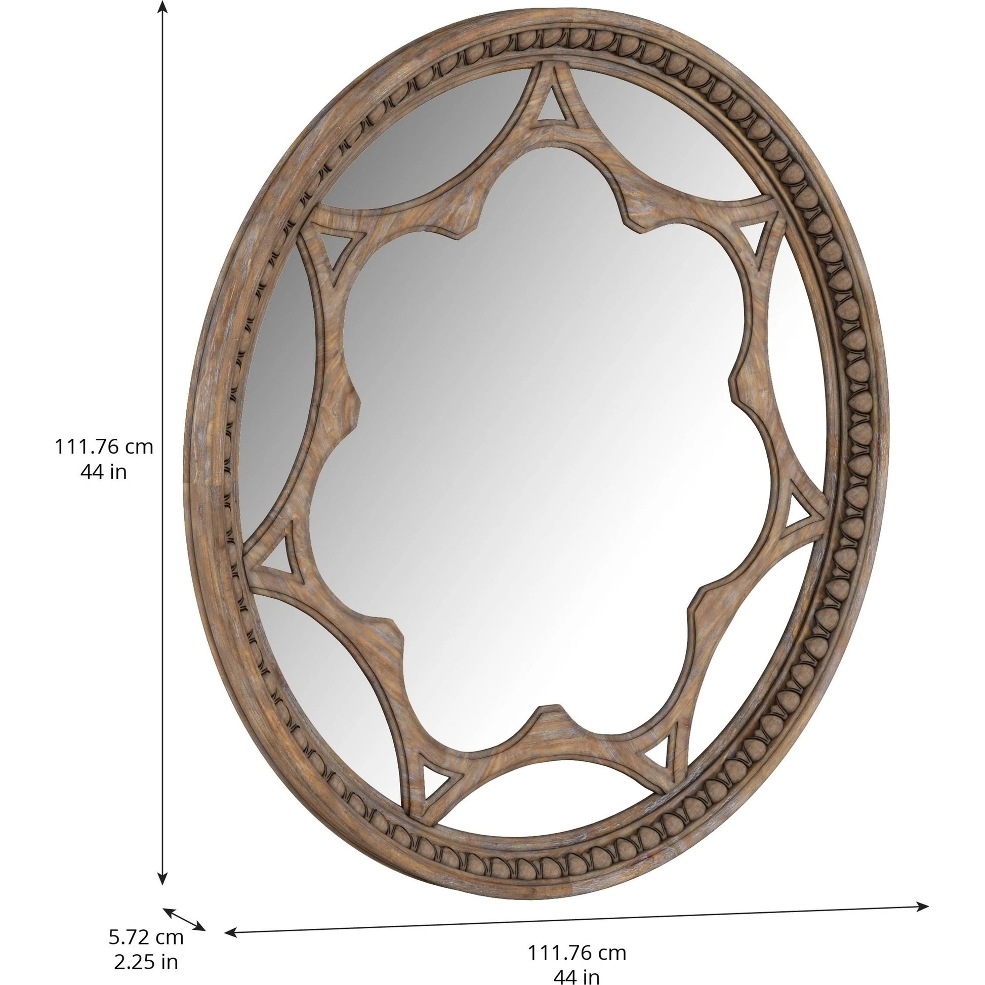 Architrave Round Mirror by A.R.T. Furniture in almond. Made from pine solids and veneer, glass in a traditional style.