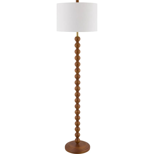 Lubao Accent Floor Lamp by Surya. Made from rubber wood, linen, polyester in a unique style.