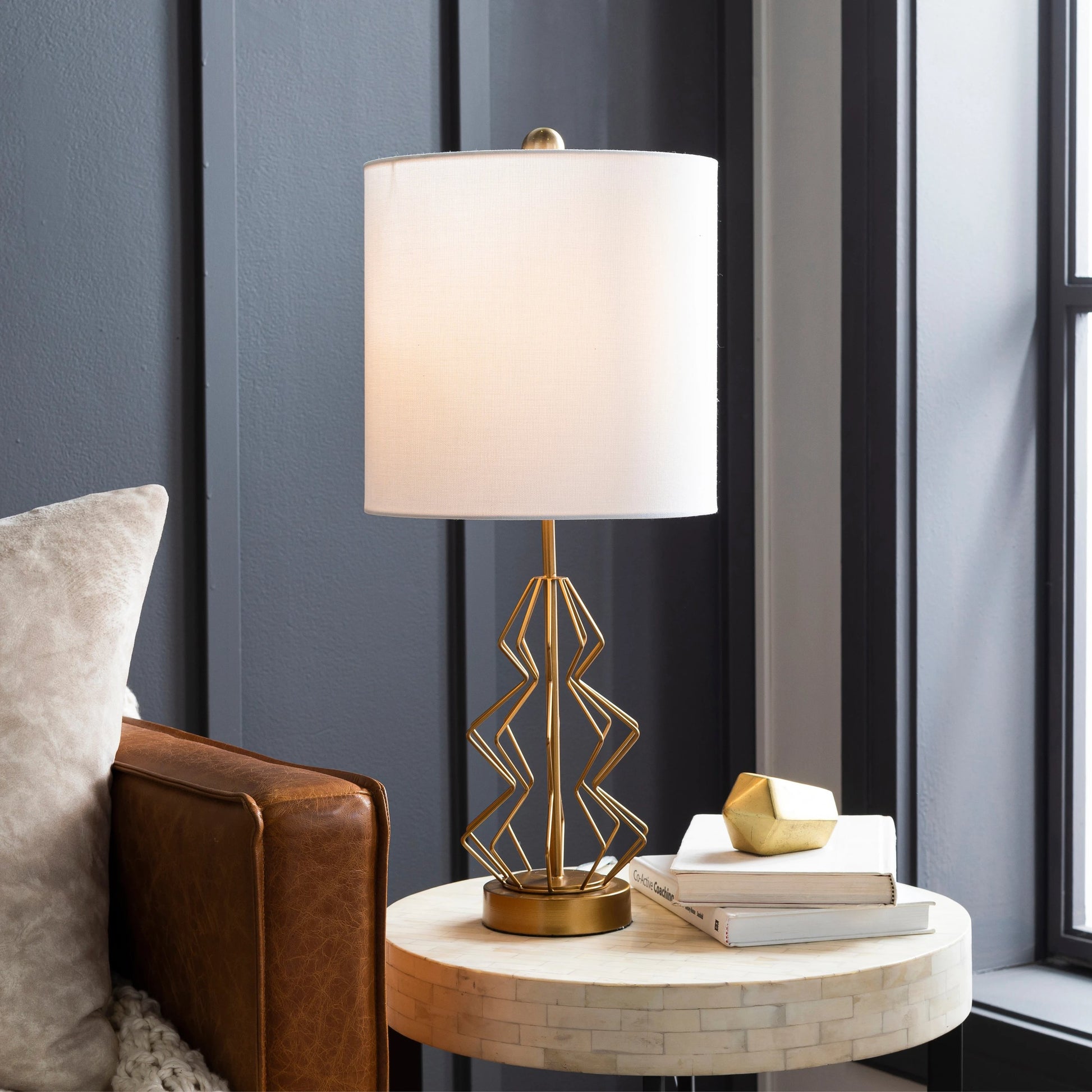 Liberty - 29398 by Surya in metallic brass, white, translucent, gold and paintedpaintedpainted. Made from linen, polyester, metal in a modern style.