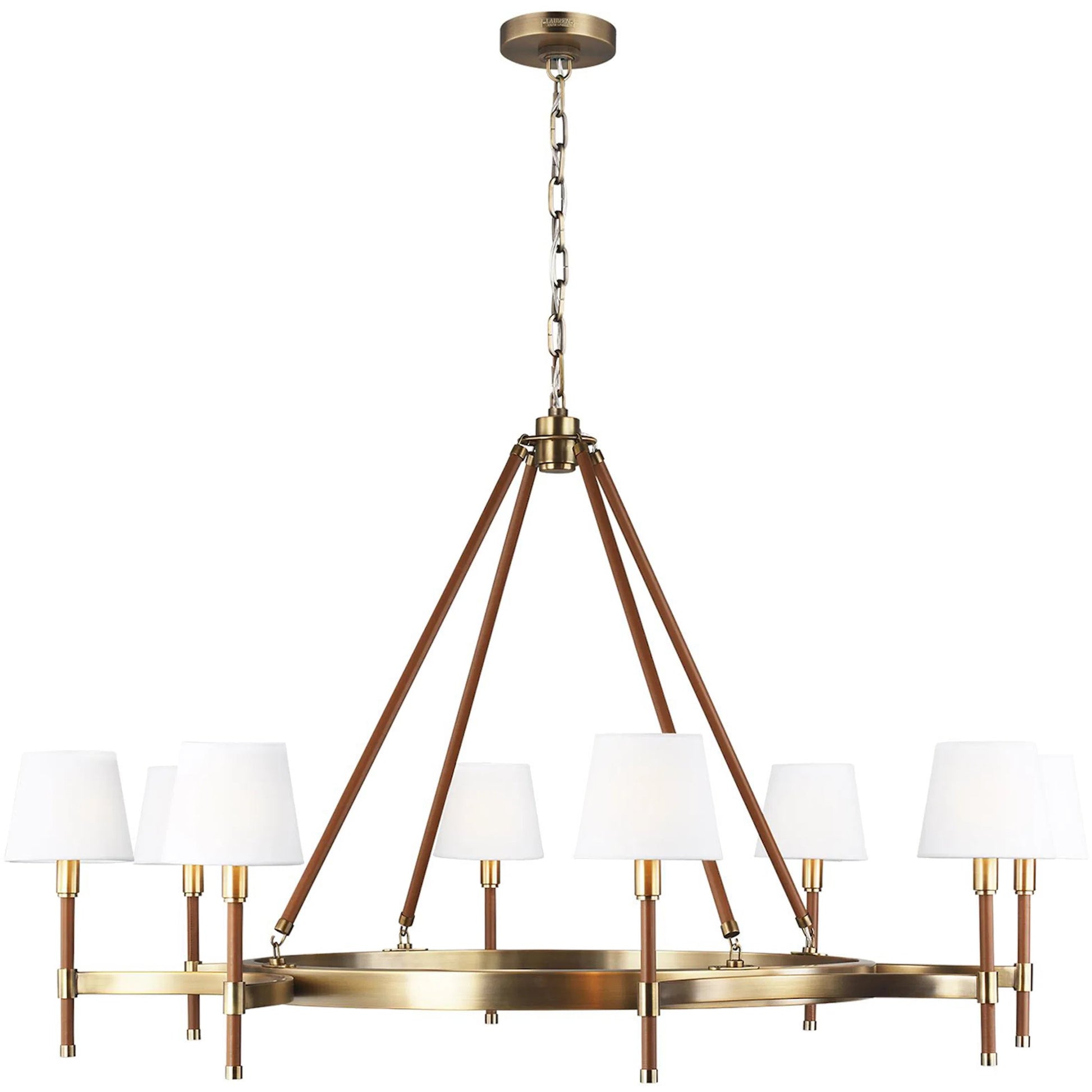 Katie Large Chandelier by Visual Comfort & Co. in time worn brass. Made from steel in a unique style.