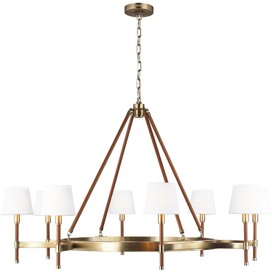Katie Large Chandelier by Visual Comfort & Co. in time worn brass. Made from steel in a unique style.