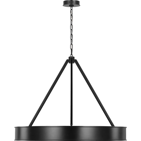 Leonard Large Chandelier by Visual Comfort & Co. in aged iron. Made from steel in a unique style.