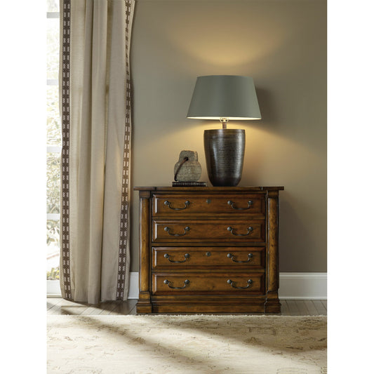 Tynecastle Lateral File Cabinet by Hooker Furniture in chestnut. Made from alder veneers in a traditional style.