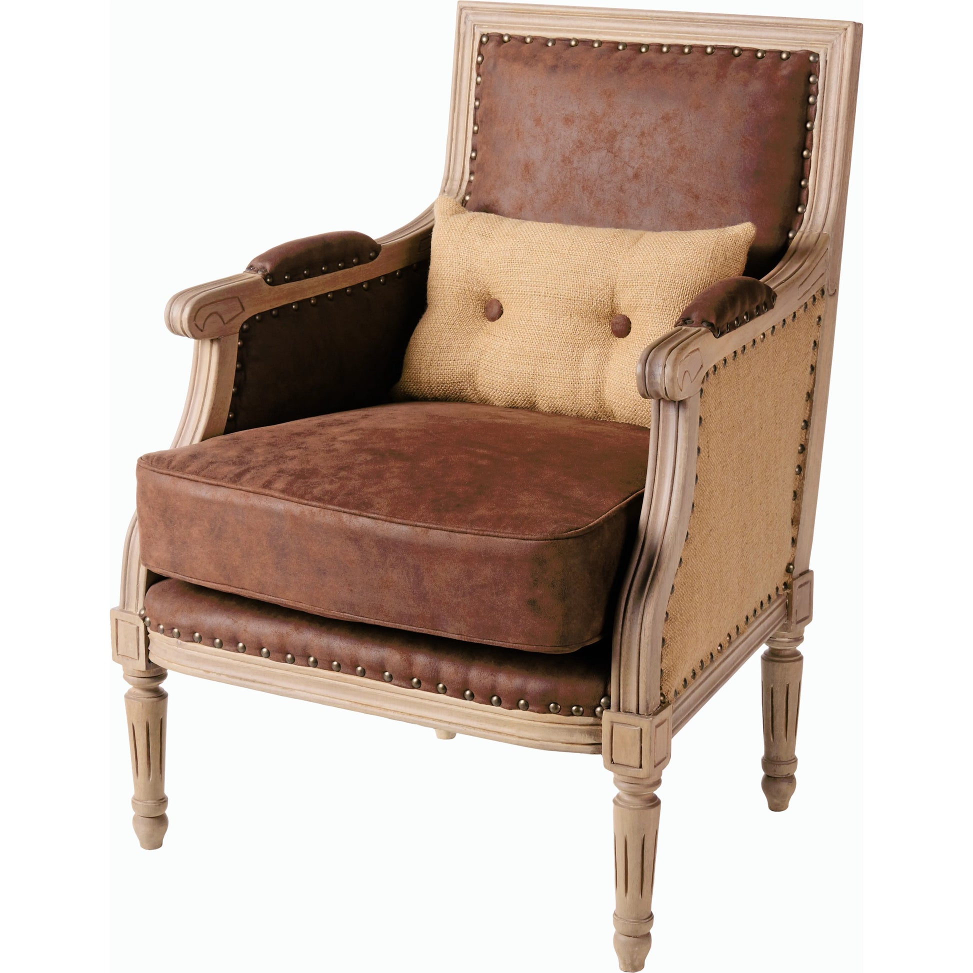 Lichfield Armchair - 8707 by Surya in brown and lacquered. Made from upholstery: polyester, jute, base: mango wood, fill: 50% polyurethane foam, 50% polyester, polyfill in a traditional style.