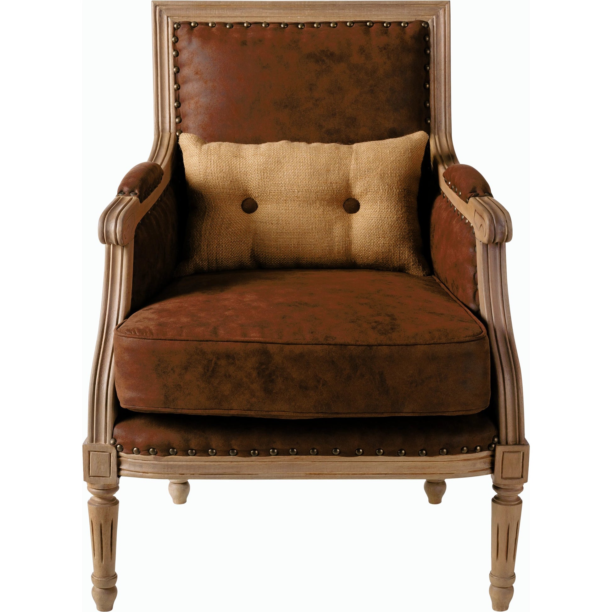 Lichfield Armchair - 8707 by Surya in brown and lacquered. Made from upholstery: polyester, jute, base: mango wood, fill: 50% polyurethane foam, 50% polyester, polyfill in a traditional style.