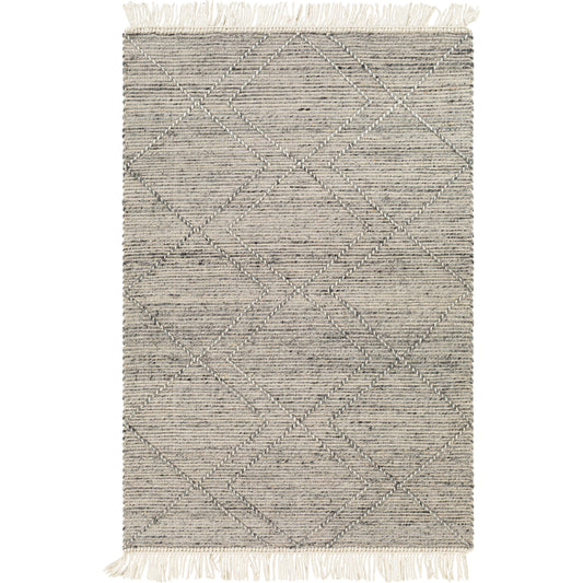 Lucia Rug - 30187 by Livabliss in charcoal, gray, light gray. Made from 70% wool, 30% polyester in a unique style.