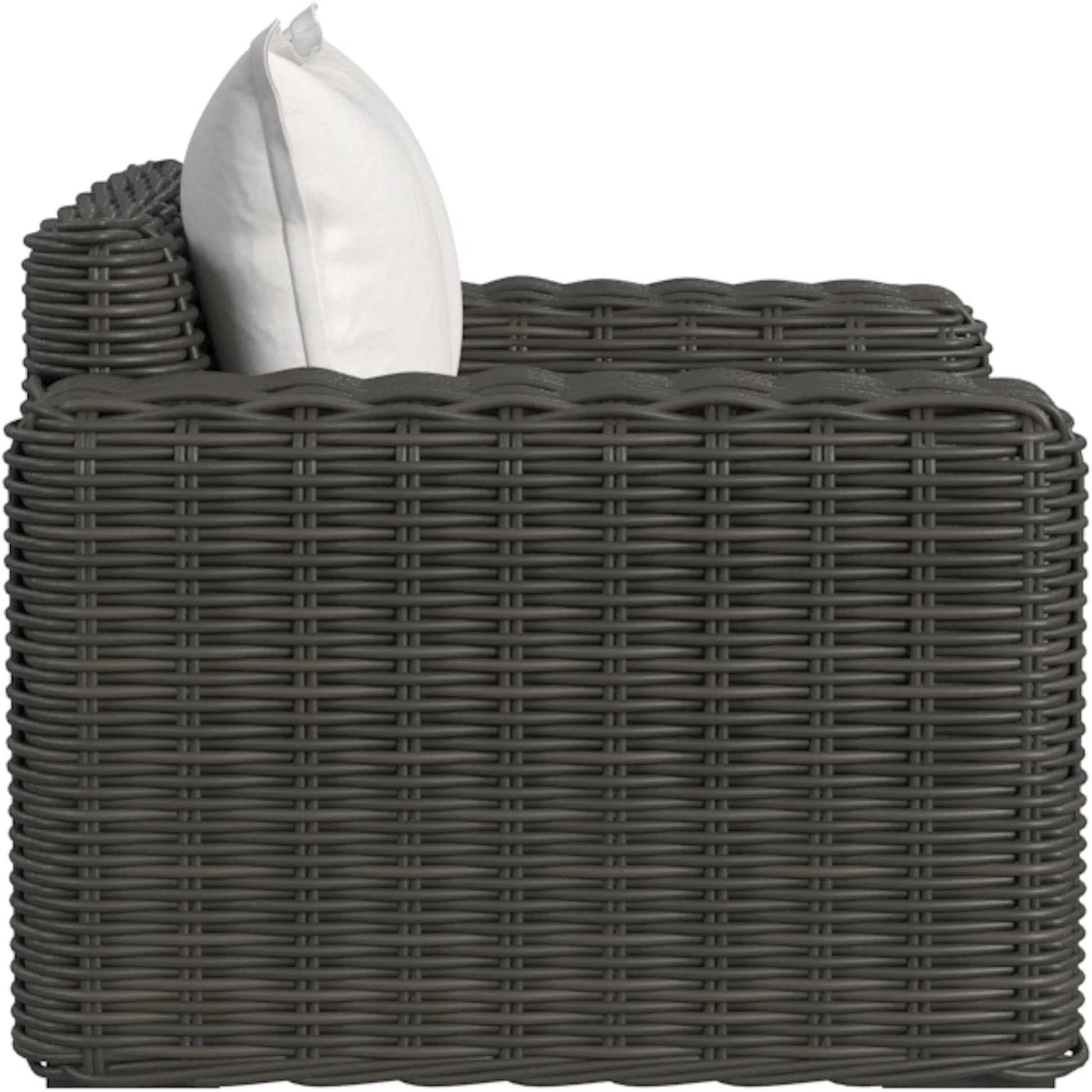 Cabo Outdoor Oversized Club Chair by Sunset West in dark wood. Made from resin wicker in a rustic style.