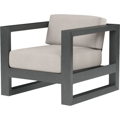 Redondo Outdoor Club Chair by Sunset West in grays. Made from aluminum in a modern style.