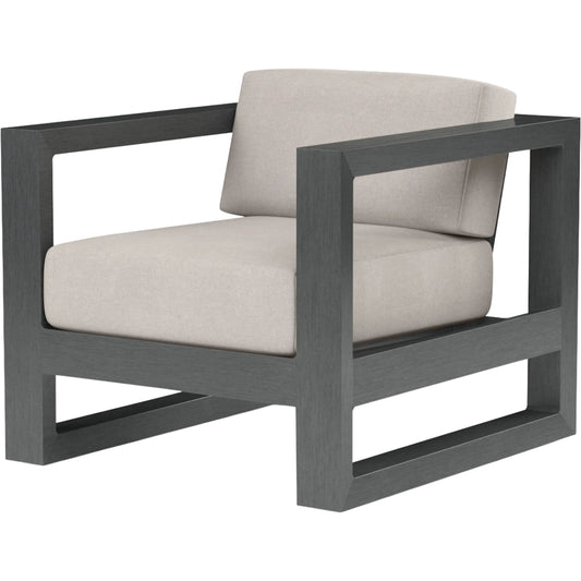 Redondo Outdoor Club Chair by Sunset West in grays. Made from aluminum in a modern style.