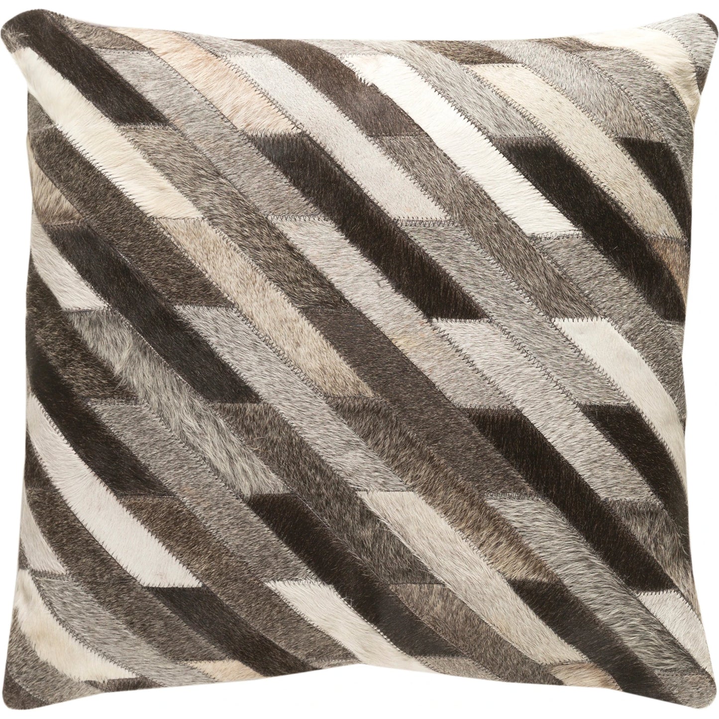 001 S-230026,S-230027 | Additional Silo | Lycaon Pillow - 17803 by Surya in white, dark brown, light gray, medium gray, black. Made from front: 100% hair on hide, back: 100% microsuede in a rustic style.