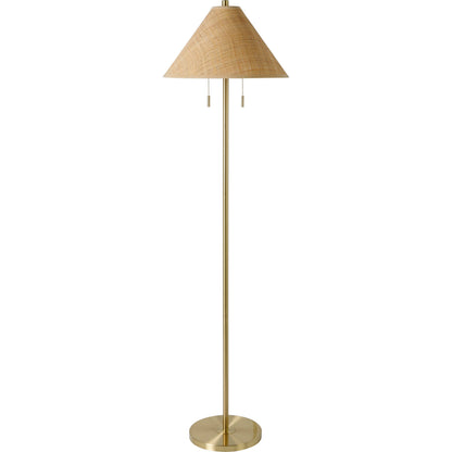 Lacona - 492805 by Surya in tan, gold, translucent, metallic gold, white, metallic brass and brushed. Made from body: steel, base: steel, shade (outside): paper, shade (inside): paper, finial: metal in a modern style.