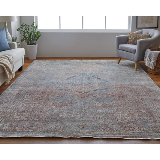 Marquette Transitional Rug - 39GVF by Feizy in blue, red, gray. Made from unique in a unique style.