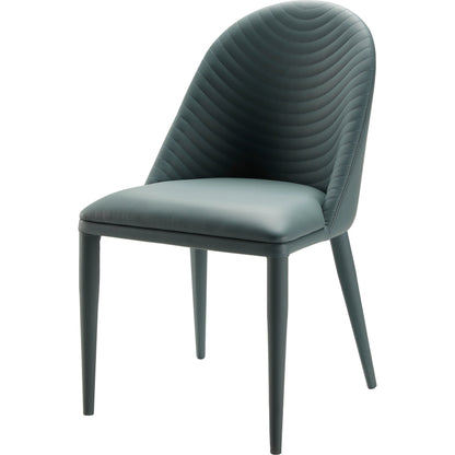 Lacey Dining Chair - 497389 (Set of 2) by Surya in blue and hand finished. Made from upholstery: faux leather, base: metal, fill: 100% polyurethane foam in a modern style.