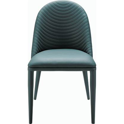 Lacey Dining Chair - 497389 (Set of 2) by Surya in blue and hand finished. Made from upholstery: faux leather, base: metal, fill: 100% polyurethane foam in a modern style.