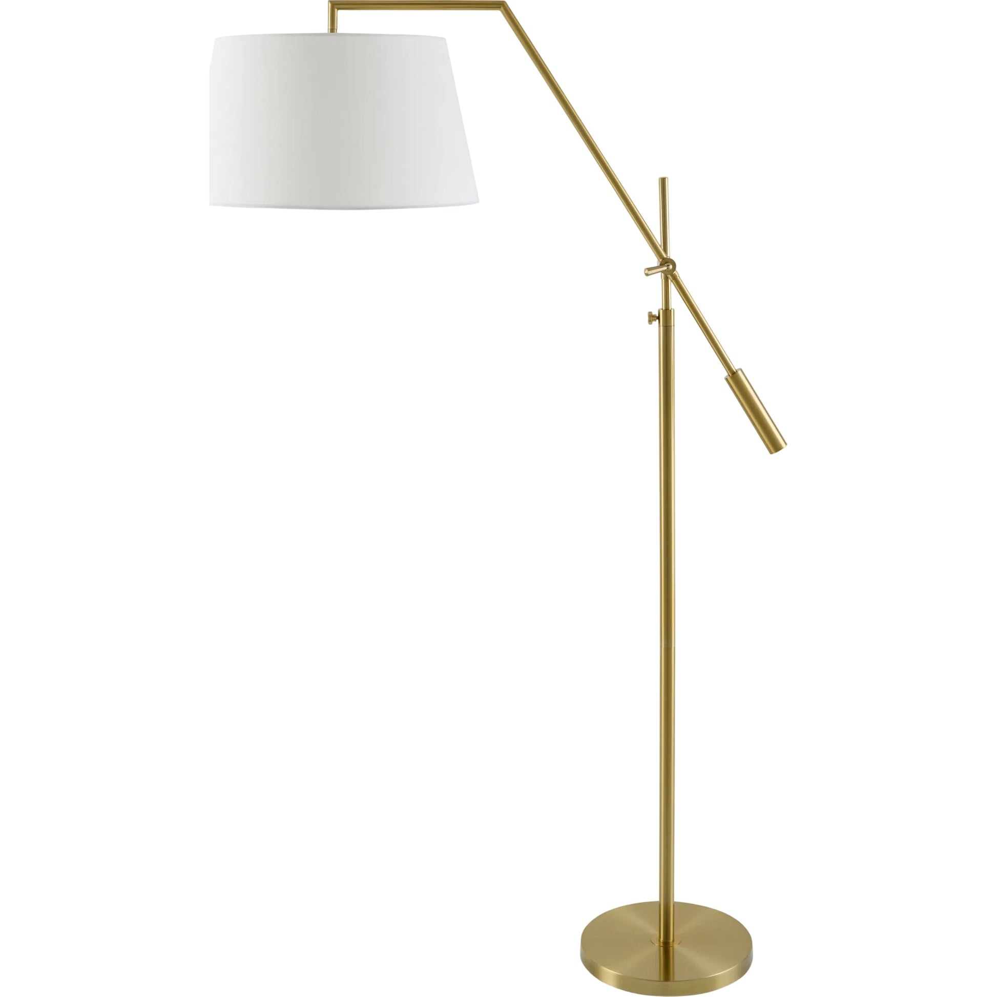 Lucenza Task Floor Lamp by Livabliss in white, gold, translucent and electroplated. Made from iron, linen, plastic in a unique style.
