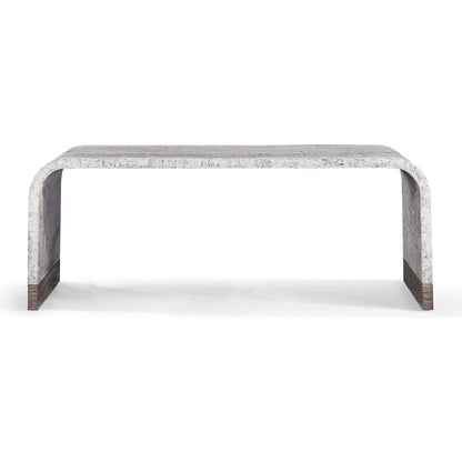 Gaia Rectangular Coffee Table by Jonathan Charles in white smoke eggshell. Made from egg shell in a modern style.
