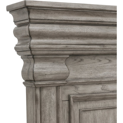 Madison Ridge Bed by Pulaski Furniture in bluff grey. Made from asian hardwood, oak veneers in a traditional style.