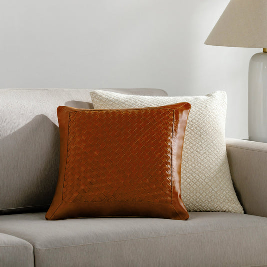 Lawdon Pillow - 33494 by Surya in brown. Made from 100% leather, 100% microsuede in a traditional style.