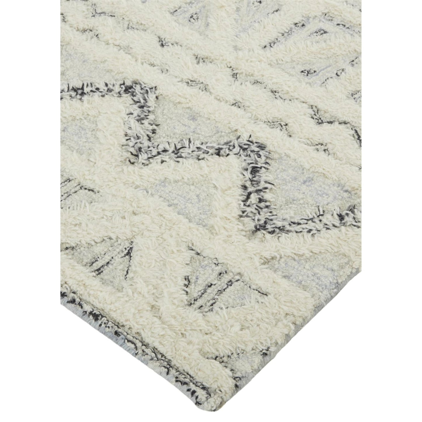 004 SI-1753559,SI-1753560,SI-1753561 | Closeup | Anica Transitional Geometric Rug - 8007F by Feizy in ivory, black. Made from wool in a unique style.