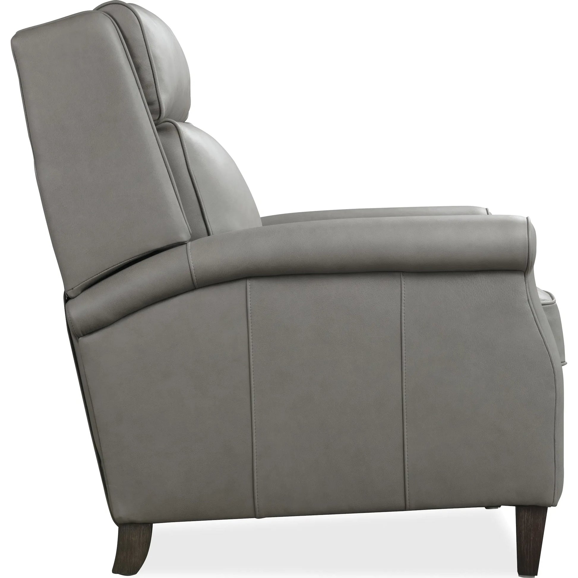 Randall Power Recliner with Pop-Up Headrest by Hooker Furniture in dark wood. Made from leather in a traditional style.