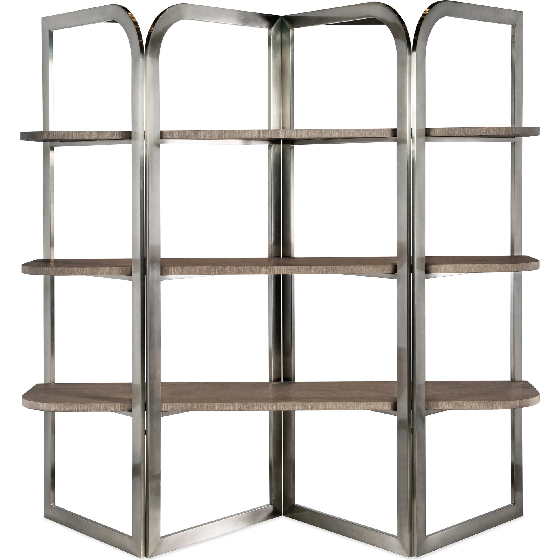 Modern Mood Etagere by Hooker Furniture. Made from oak veneers, metal in a modern style.