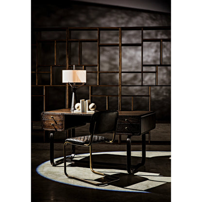 0037 Dining Chair by Noir in metal, leather. Made from metal, leather in a transitional style.